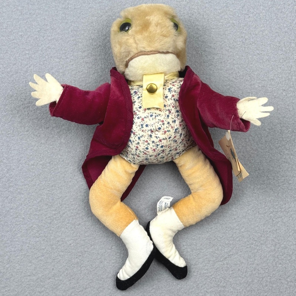 Vintage 1982 Eden Mr Jeremy Fisher Beatrix Potter Frog Red Coat Plush Toy w Tags